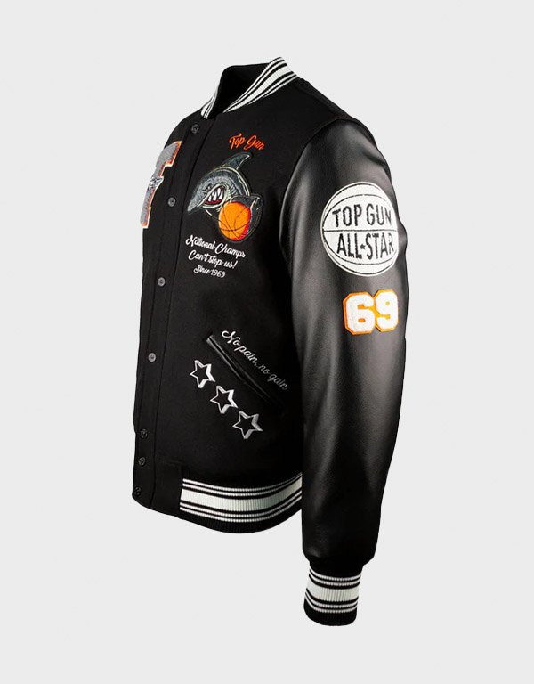 black top gun shark varsity jacket black top gun shark varsity jacket
