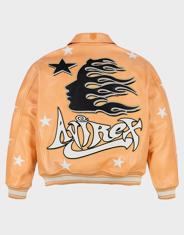 hellstar x avirex leather orange jacket hellstar x avirex leather orange jacket