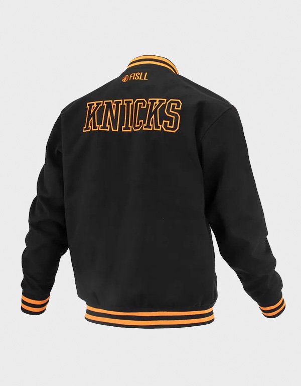 ny knicks logoman shadow black varsity jacket ny knicks logoman shadow black varsity jacket