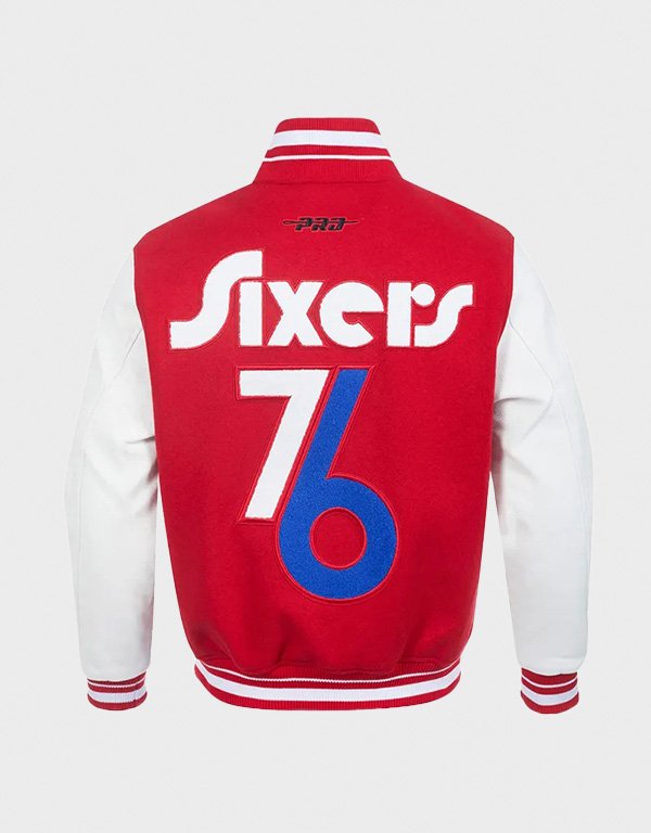 philadelphia 76ers 2024 25 city edition red and white letterman jacket philadelphia 76ers 2024 25 city edition red and white letterman jacket
