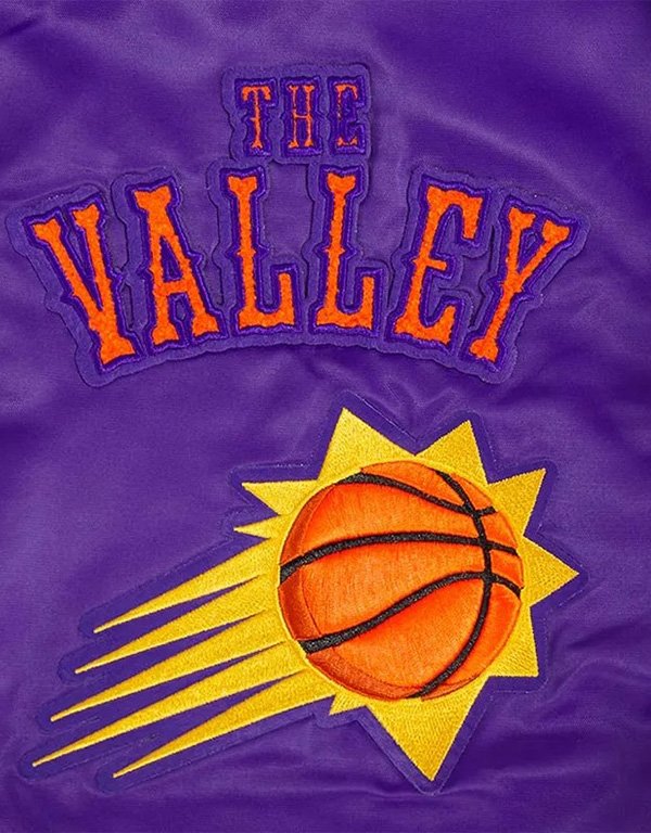 phoenix suns 2024 25 city edition chenille purple bomber satin jacket phoenix suns 2024 25 city edition chenille purple bomber satin jacket