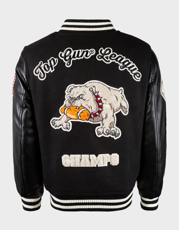 top gun bulldog black varsity jacket top gun bulldog black varsity jacket