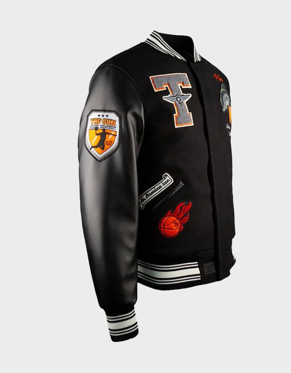 top gun shark varsity black jacket top gun shark varsity black jacket