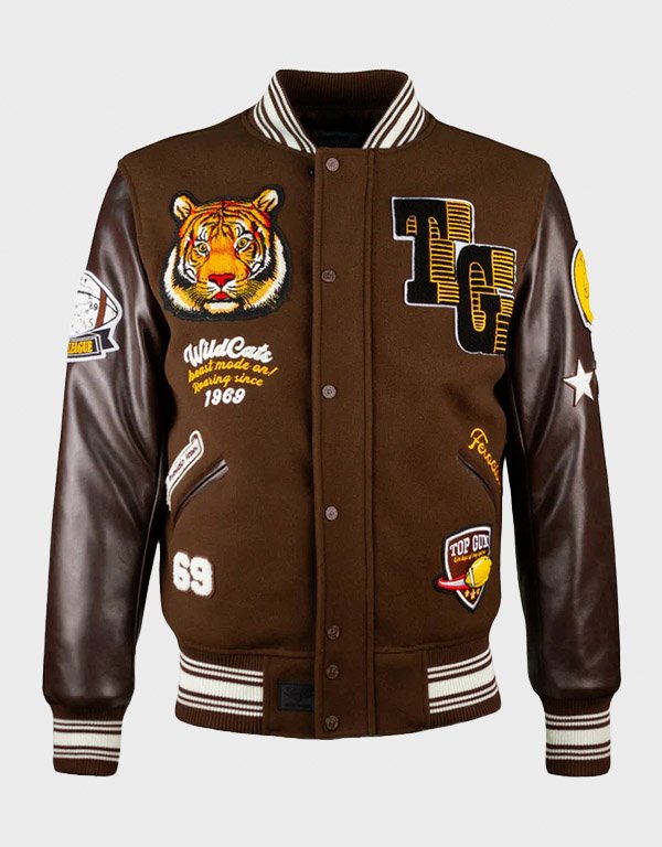 top gun wildcats brown varsity jacket top gun wildcats brown varsity jacket