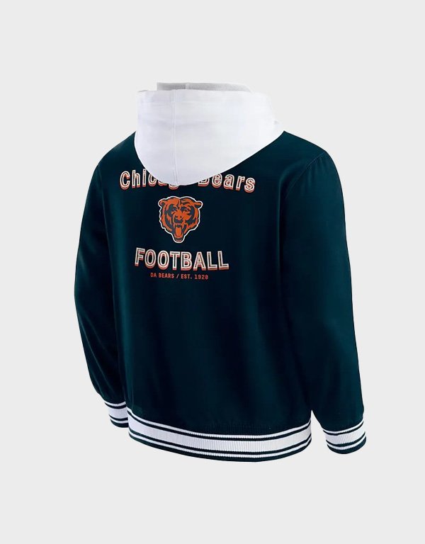 chicago bears navy cotton hooded jacket chicago bears navy cotton hooded jacket