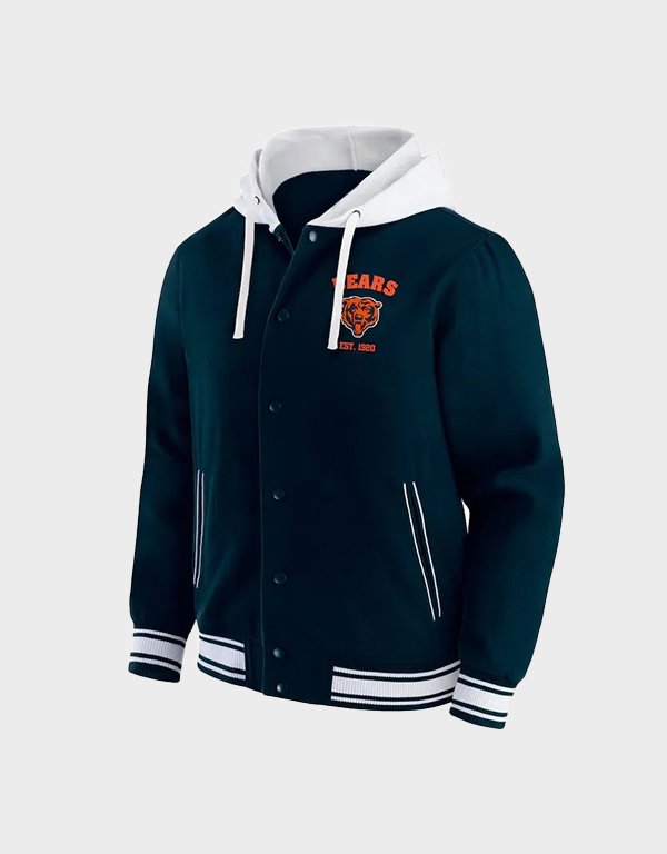 chicago bears navy hooded jacket chicago bears navy hooded jacket