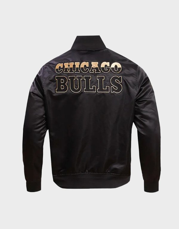 chicago bulls gold logo black satin jacket chicago bulls gold logo black satin jacket