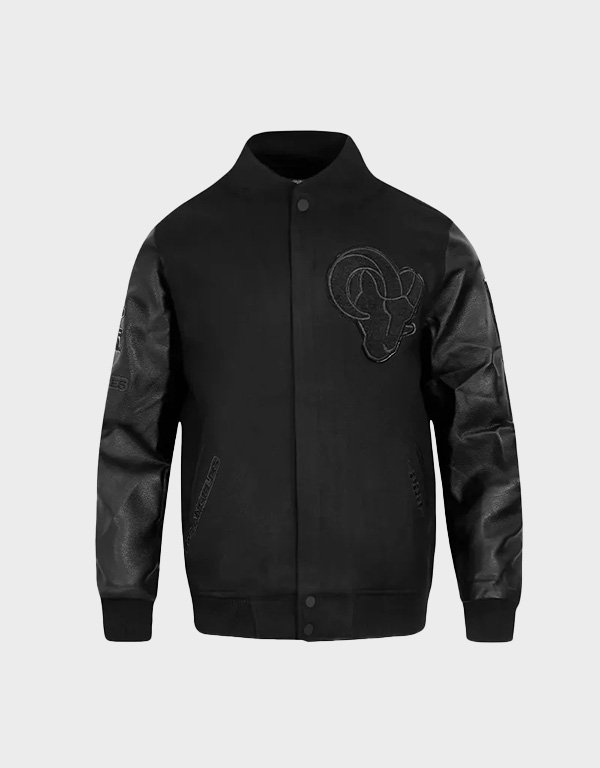 los angeles rams triple black varsity jacket los angeles rams triple black varsity jacket