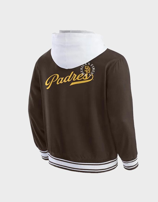 san diego padres brown cotton hooded jacket san diego padres brown cotton hooded jacket