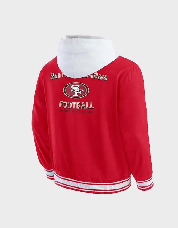 san francisco 49ers scarlet cotton hooded jacket san francisco 49ers scarlet cotton hooded jacket