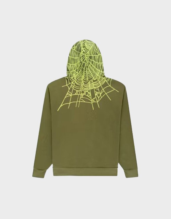 sp5der heavy web olive hoodie sp5der heavy web olive hoodie