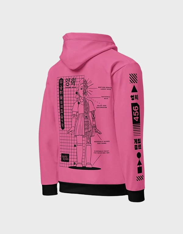 squid game young hee techware pullover hoodie pink squid game young hee techware pullover hoodie pink