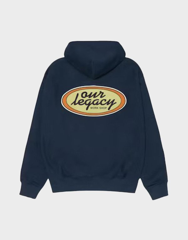 stussy x our legacy work shop oval navy hoodie stussy x our legacy work shop oval navy hoodie