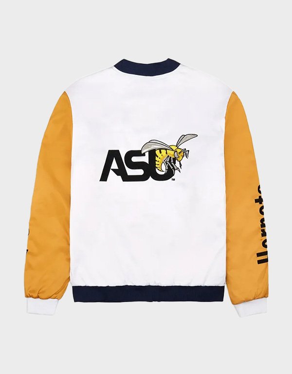 alabama state university bomber white and gold satin jacket alabama state university bomber white and gold satin jacket
