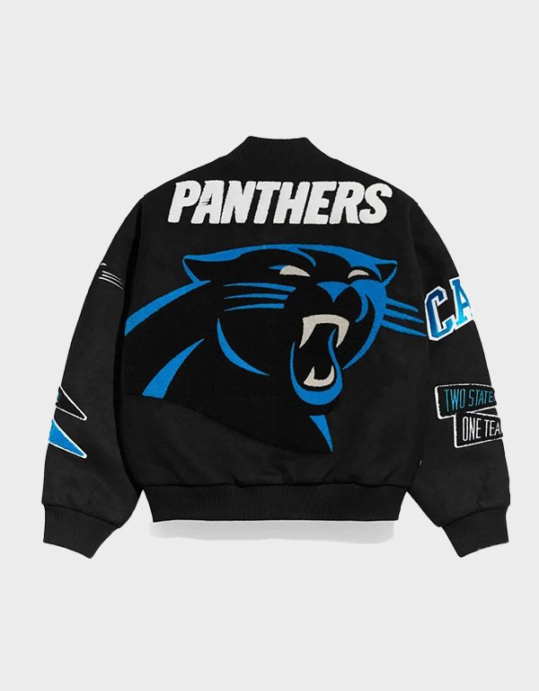 carolina panthers pennant black varsity wool jacket carolina panthers pennant black varsity wool jacket
