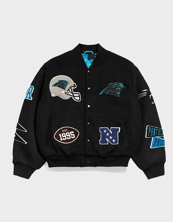 carolina panthers pennant varsity jacket carolina panthers pennant varsity jacket
