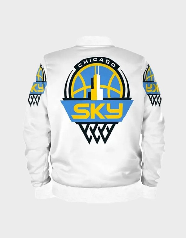 chicago sky bomber white satin jacket chicago sky bomber white satin jacket