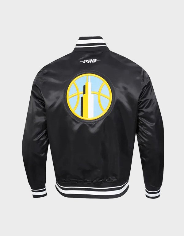 chicago sky city ransom rib black satin jacket chicago sky city ransom rib black satin jacket