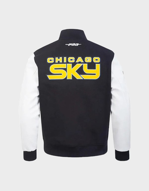 chicago sky classic chenille black and white varsity jacket chicago sky classic chenille black and white varsity jacket