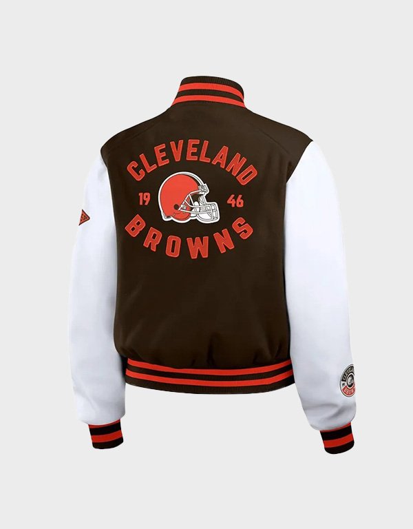 cleveland browns brown and white full zip jacket cleveland browns brown and white full zip jacket