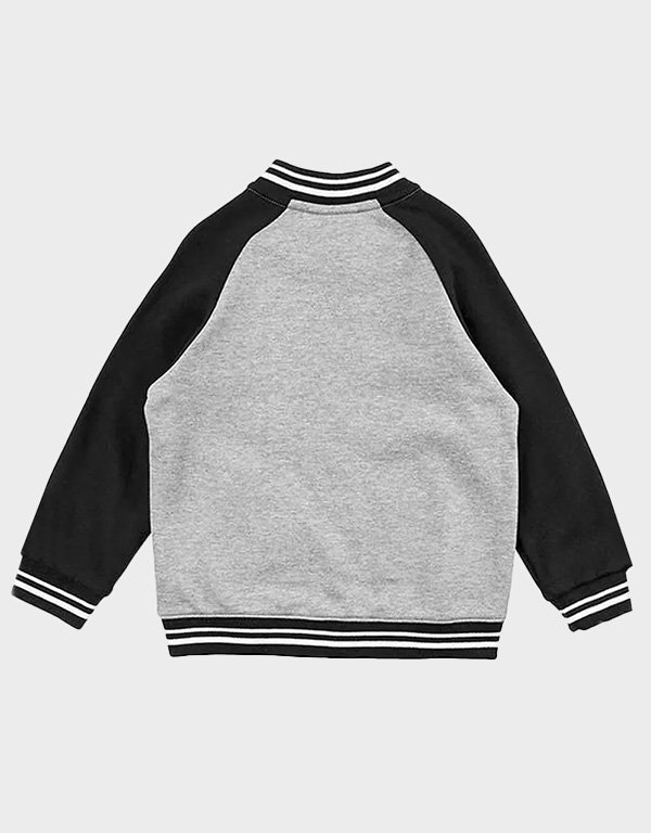 collingwood magpies gray and black varsity fleece jacket collingwood magpies gray and black varsity fleece jacket