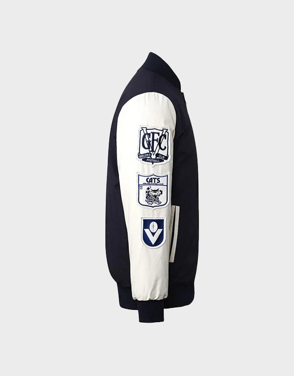 geelong cats collegiate black and white varsity jacket geelong cats collegiate black and white varsity jacket