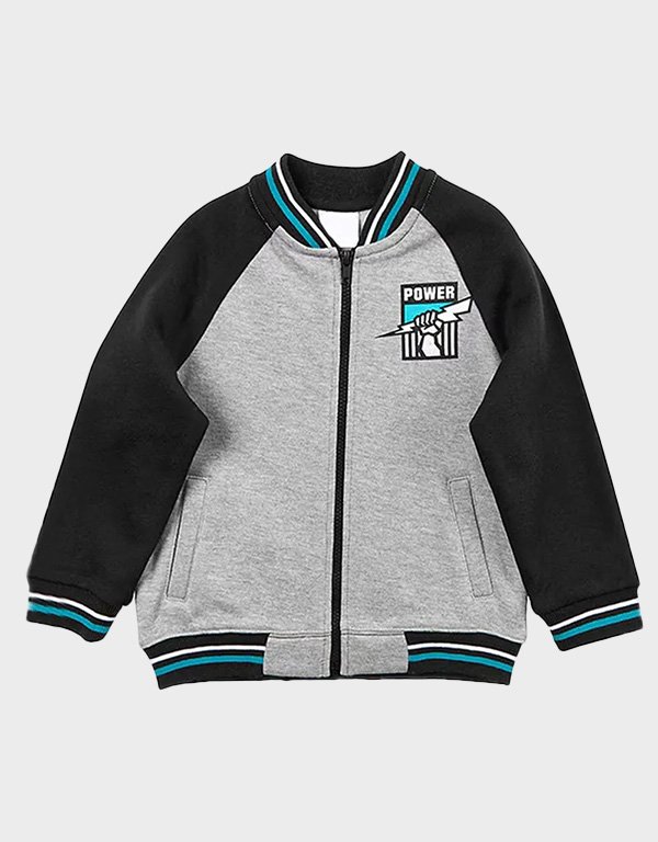 port adelaide gray and black varsity jacket port adelaide gray and black varsity jacket