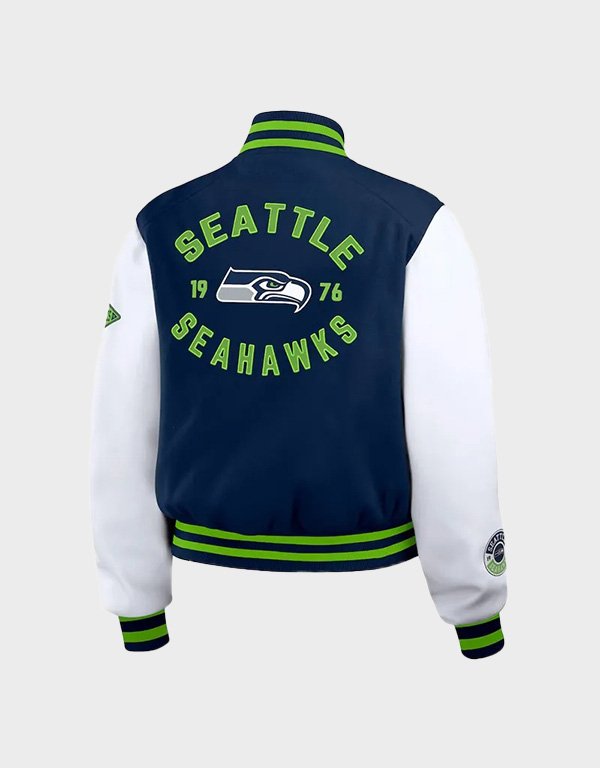 seattle seahawks navy and white full zip jacket seattle seahawks navy and white full zip jacket