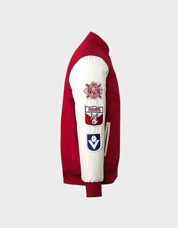 sydney swans collegiate red and white varsity jacket sydney swans collegiate red and white varsity jacket