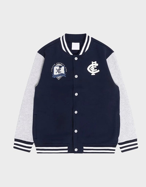 carlton blues navy and gray varsity jacket carlton blues navy and gray varsity jacket