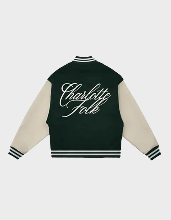charlotte folk green varsity jacket charlotte folk green varsity jacket