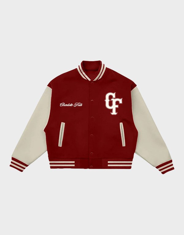 charlotte folk red varsity jacket charlotte folk red varsity jacket