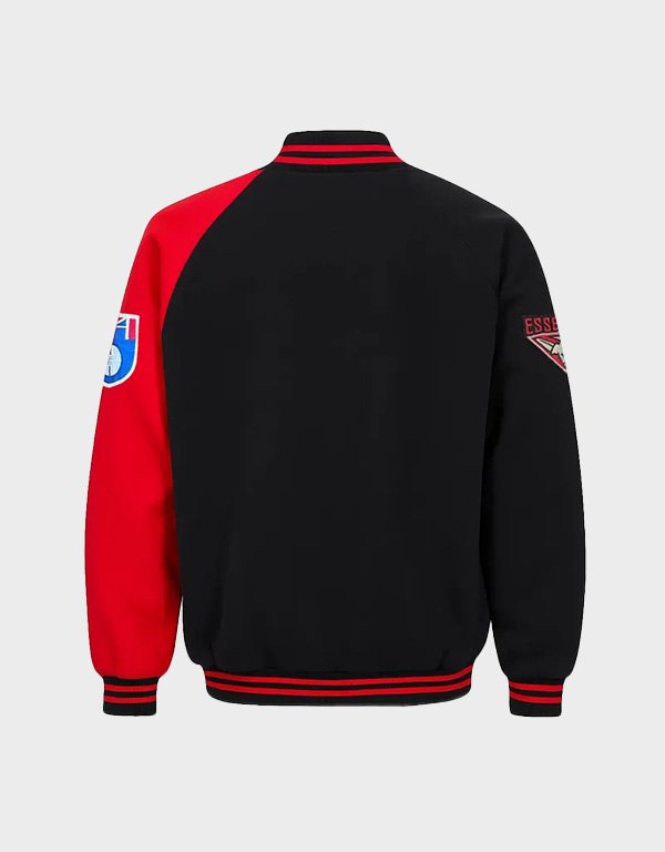 essendon bombers black and red varsity fleece jacket essendon bombers black and red varsity fleece jacket