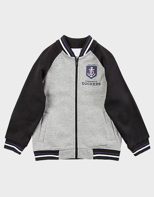 fremantle dockers gray and black varsity jacket fremantle dockers gray and black varsity jacket