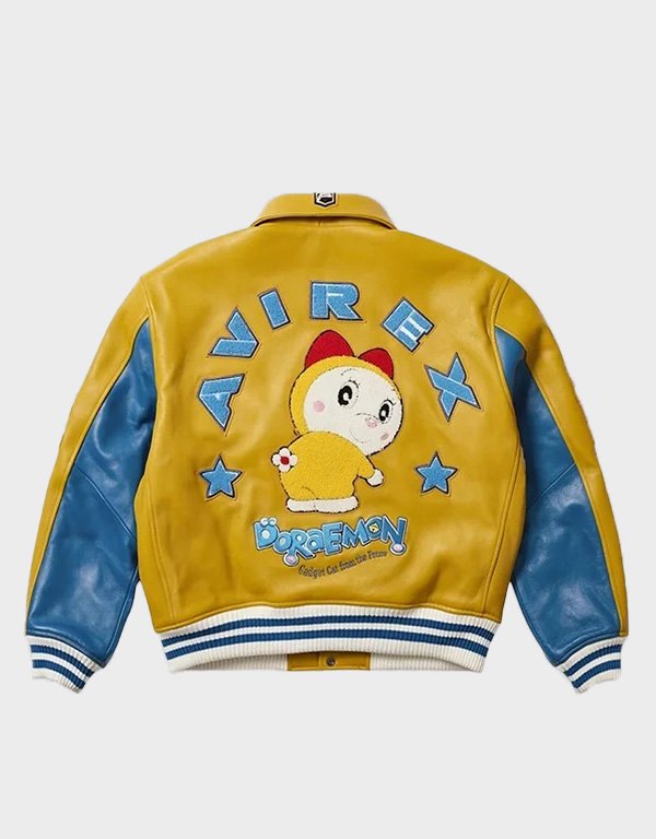 palace x avirex yellow doraemon leather jacket palace x avirex yellow doraemon leather jacket