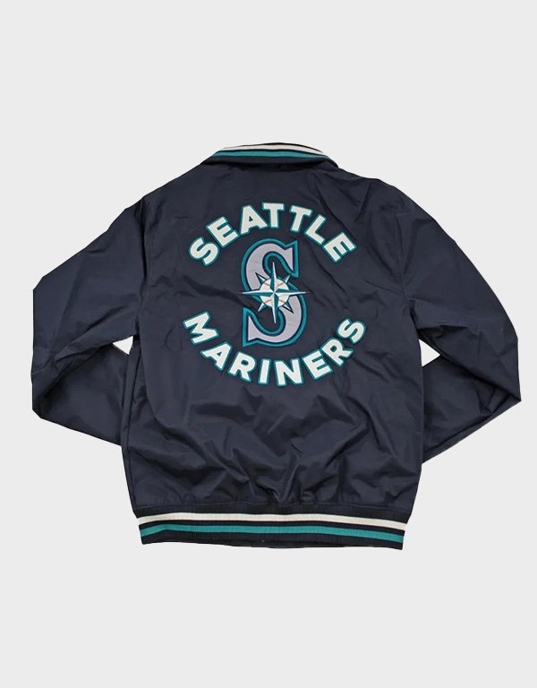 seattle mariners navy bullpen nylon jacket seattle mariners navy bullpen nylon jacket