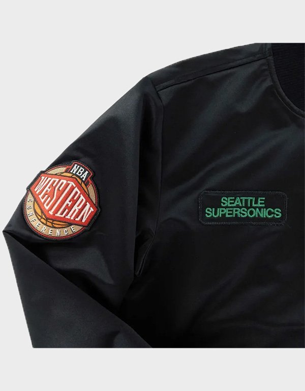 seattle supersonics black skyline bomber jacket seattle supersonics black skyline bomber jacket