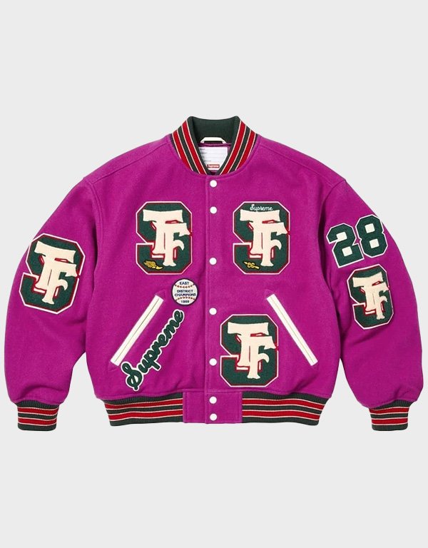 supreme drill team magenta varsity jacket supreme drill team magenta varsity jacket