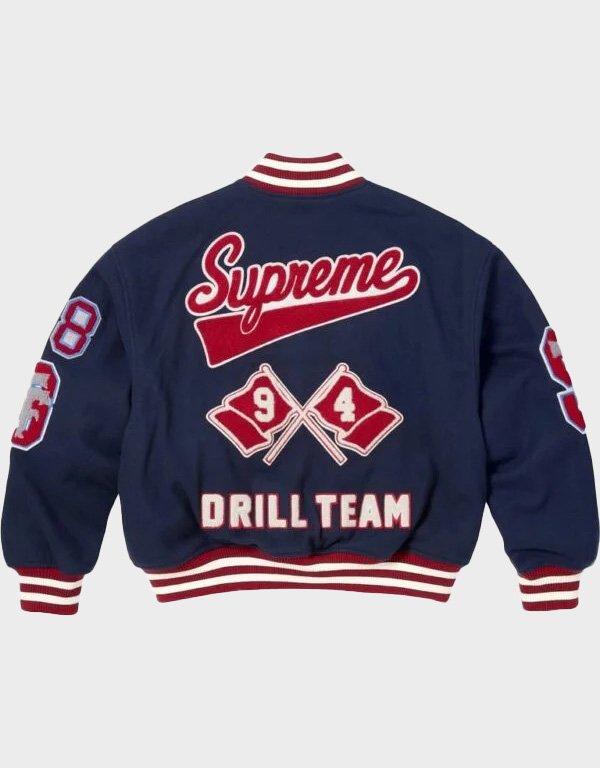 supreme drill team varsity navy jacket supreme drill team varsity navy jacket