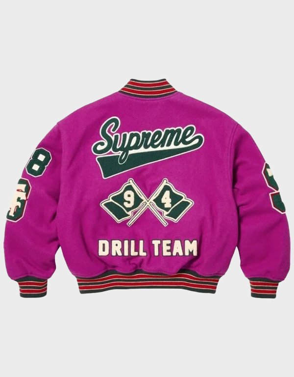 supreme-magenta-drill-team-varsity-jacket