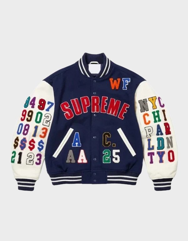 supreme praises navy varsity jacket supreme praises navy varsity jacket