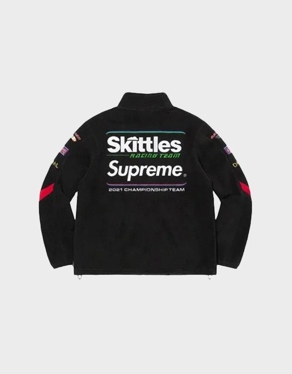 supreme skittles polartec varsity jacket black supreme skittles polartec varsity jacket black