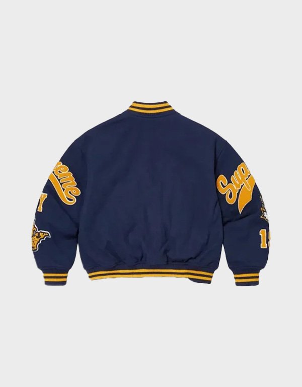 supreme veritas blue varsity jacket supreme veritas blue varsity jacket