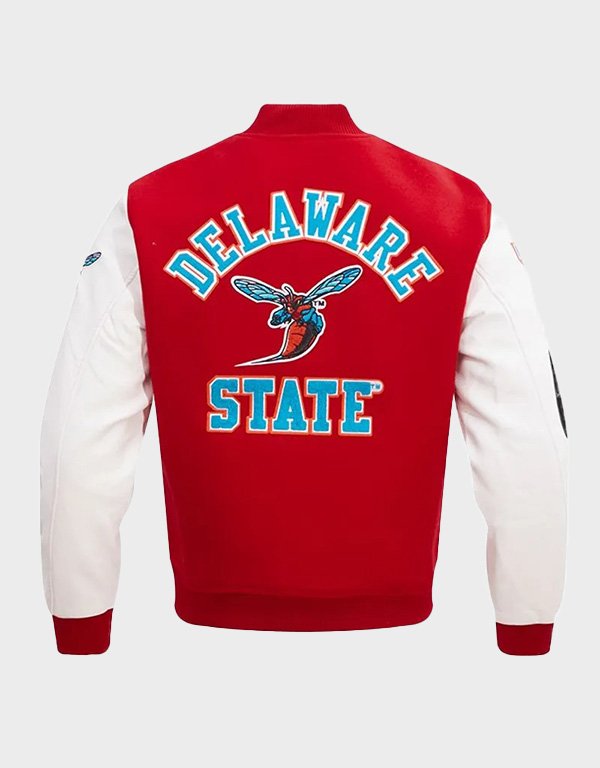 university delaware state red and white jacket university delaware state red and white jacket
